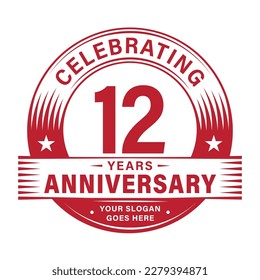 12 years anniversary celebration design template. 12th logo vector illustrations.