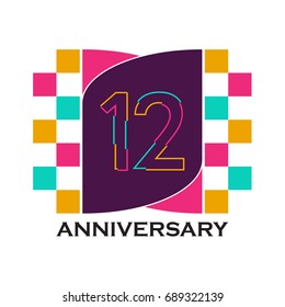 12 years anniversary celebration design on white background. 