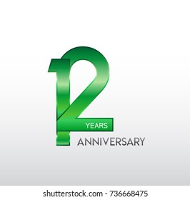 12 Years Anniversary Celebration green Design logo