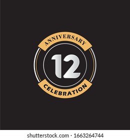 12 Years Anniversary Celebration Logo Vector Template Design 