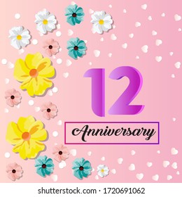 12 years anniversary celebration logo vector template design