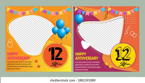 12 years anniversary celebration logo vector template design