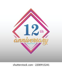 12 years anniversary celebration logotype. 12th anniversary logo collection. Set of anniversary design template. Vector and illustration.