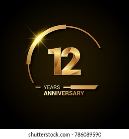 12 Years Anniversary Celebration Logotype Golden Stock Vector (Royalty ...