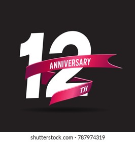 12 years anniversary celebration logotype black background