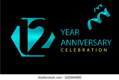 12 Years Anniversary Celebration Vector Template Design Illustration