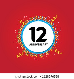12 Years Anniversary Celebration Vector Template Design Illustration