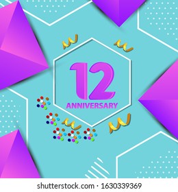 12 Years Anniversary Celebration Vector Template Design Illustration