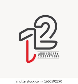 12 Years Anniversary Celebration Vector Template Design Illustration