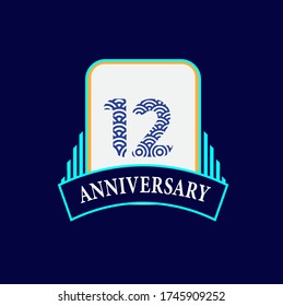 Ilustración de diseño de plantillas vectoriales de celebración de 12 años