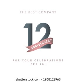 12 Years Anniversary Celebration Vector Template Design Illustration