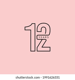 Ilustración de diseño de plantillas vectoriales de celebración de 12 años