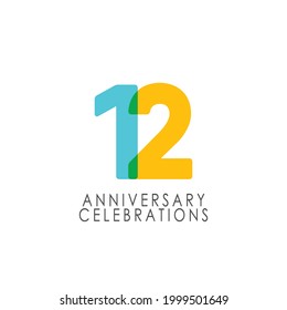 12 Years Anniversary Celebration Vector Template Design Illustration