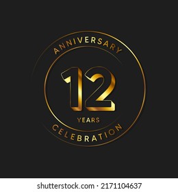 Plantilla de Ilustración de Diseño de Vectores para Celebración del Aniversario de 12 Años