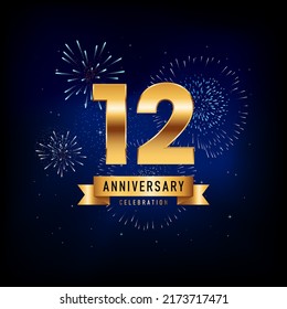 12 Years Anniversary Celebration, Vector Design Illustration Template