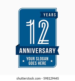 12 years anniversary design template. Vector and illustration.