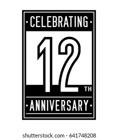 12 years anniversary design template. Vector and illustration.