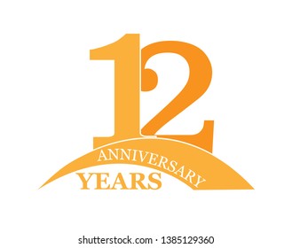 12 years anniversary, flat simple design, logo