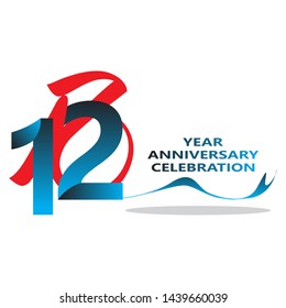 12 years anniversary linked logotype with red color isolated on white background for company celebration event