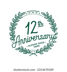 12 years anniversary logo collection. 12th years anniversary celebration hand drawn logotype. Vector and illustration