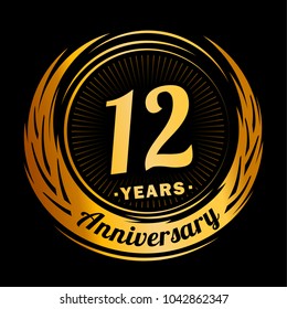 12 years anniversary. Anniversary logo design. 12 years logo.