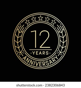 12 years anniversary logo template. 12th line art vector and illustration.