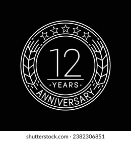 12 years anniversary logo template. 12th line art vector and illustration.