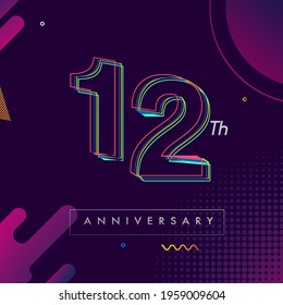 12 years anniversary logo, vector design birthday celebration with colorful geometric background and circles shape.