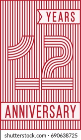12 years anniversary logo. Vector and illustration. Line art anniversary design template.
