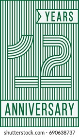 12 years anniversary logo. Vector and illustration. Line art anniversary design template.
