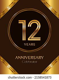12 Years Anniversary logotype. Anniversary celebration template design for booklet, leaflet, magazine, brochure poster, banner, web, invitation or greeting card. Vector illustrations.