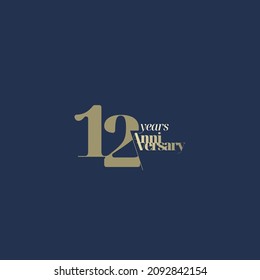 12 years anniversary logotype with modern minimalism style. Vector Template Design Illustration.