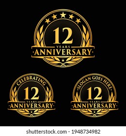 12 years anniversary set. 12th celebration logo collection. Vector and illustration. 