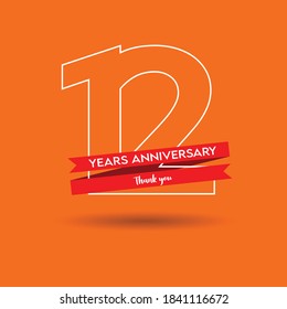 Icono vectorial de 12 años, logotipo. Elemento de diseño gráfico con número y composición de texto para 12º aniversario