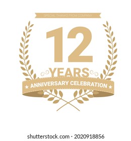Icono vectorial de 12 años, logotipo. Elemento de diseño gráfico con número y composición de texto para 12º aniversario