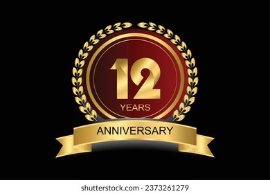 12 years anniversary vector icon, logo. Design element with modern graphic style number for 12th anniversary