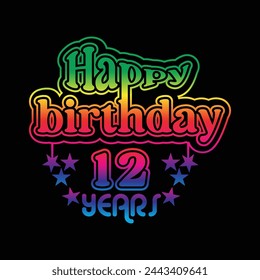 12 Years  Birthday Celebrating. A Community Organized Event. Colorful Design