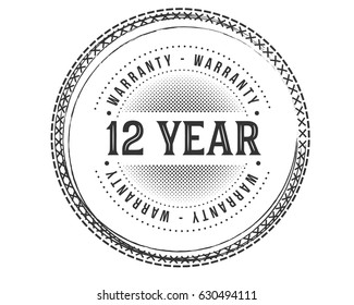 12 years black warranty label icon vector vintage stamp