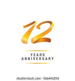 12 years golden anniversary celebration logo , isolated on white background