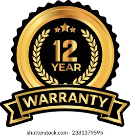 12 years warranty badge and warranty seal stamp