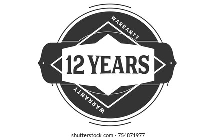 12 years warranty icon vintage rubber stamp guarantee