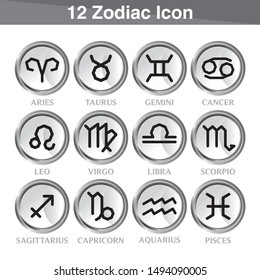 12 Zodiac astrological symbol icon 3D. set of horoscope symbols, astrology icons collection