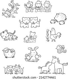 12 zodiac coloring page cartoon lineart cute kawaii manga illustration clipart kid drawing character