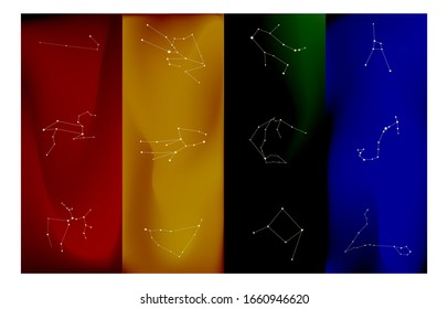 12 zodiac constellations dark background material