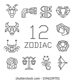 12 Zodiac horoscope icons vector design / Zodiac sign