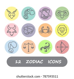 12 Zodiac horoscope icons vector design