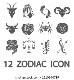 12 Zodiac / Horoscope outline icon set