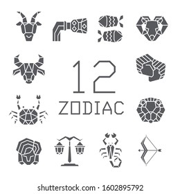 12 Zodiac horoscope sign icons vector design 02