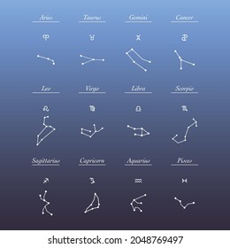 12 zodiac sign vector and icon