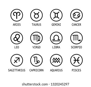 12 Zodiac signs set isolated on white background. horoscope constellation. vector illustration.